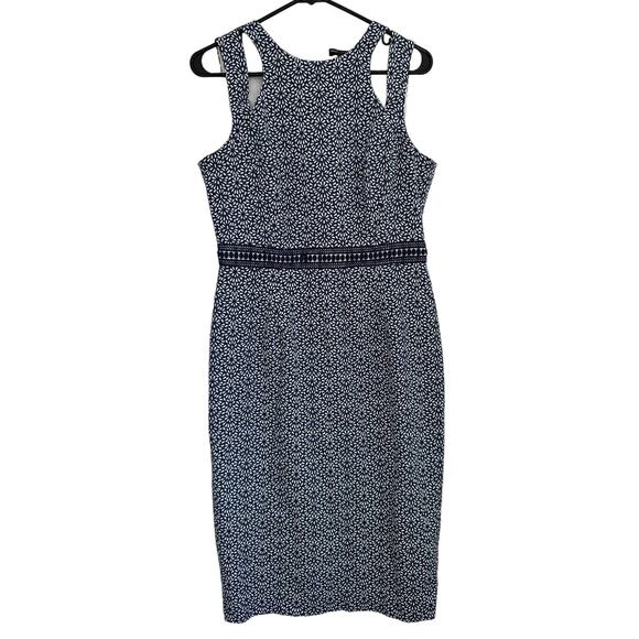 Maggy London Sheath Dress with Shoulder Cutouts women’s size 8 Blue and White - Picture 1 of 7